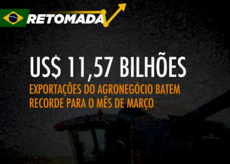 Exportações do agro em março batem recorde de US$ 11,57 bilhões