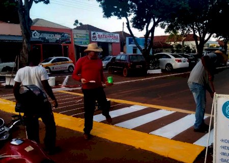 Batayporã: Departamento de trânsito, promove pintura horizontal em ruas e avenidas