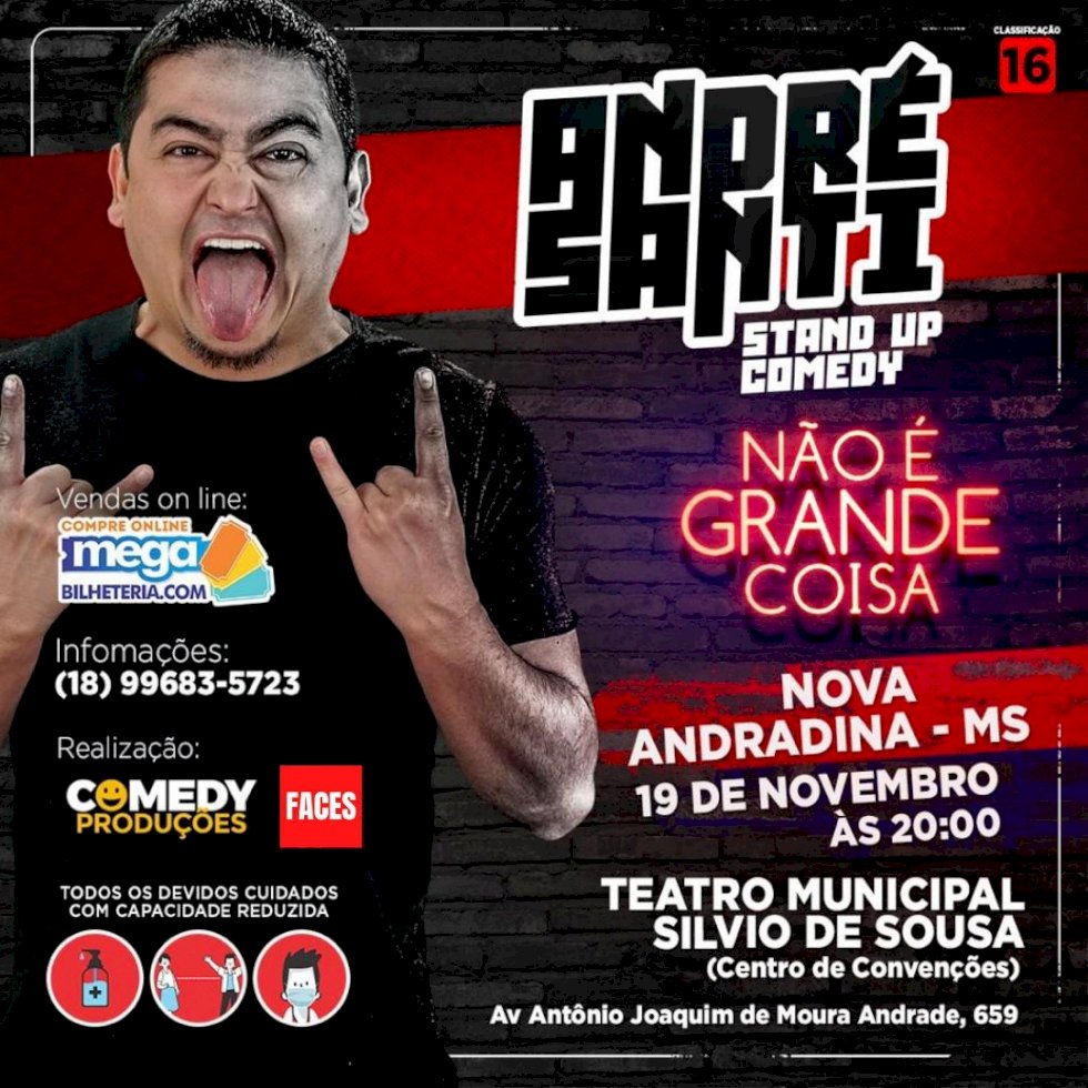 Comediante André Santi apresenta Stand-Up Comedy na sexta-feira em Nova Andradina