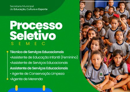 Prefeitura de Nova Andradina abre processo seletivo com vagas para técnicos e assistentes educacionais