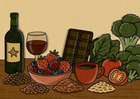 Alimentos ricos em polifenóis, como cacau e uva, retardam envelhecimento