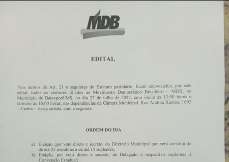 Edital de Eleição do Diretório do MDB Batayporã-MS