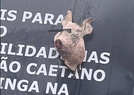 Cabeça de porco com faca é pendurada por torcedores do Corinthians antes de clássico com Palmeiras