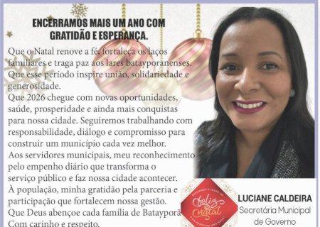 Mensagem da Secretária de Governo Luciane Caldeira