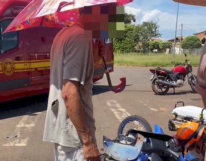 Acidente entre moto e motoneta deixa vítima ferida em Nova Andradina