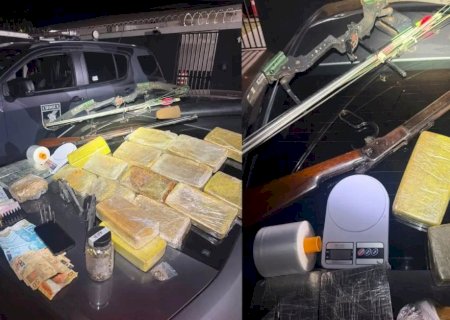 Arco e flecha, fuzil e drogas: homem é preso com arsenal em MS | G1