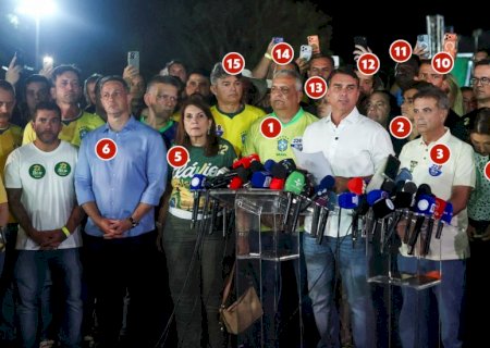 Só um dos 15 aliados que estavam ao lado de Flávio no discurso após eleição reproduziu carta nas redes; maioria se calou